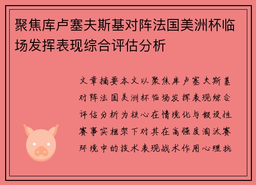 聚焦库卢塞夫斯基对阵法国美洲杯临场发挥表现综合评估分析